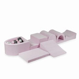 Foam speelset lichtroze 7-delig - ballenbak & 100 grijs roze ballen