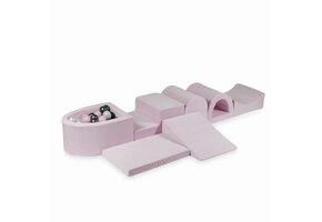 Foam speelset lichtroze 7-delig - ballenbak & 100 grijs roze ballen