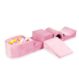Foam speelset roze met brug, ballenbak & 100 geel roze ballen