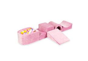 Foam speelset roze met brug, ballenbak & 100 geel roze ballen
