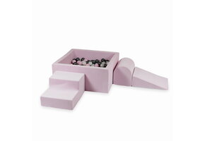 Foam speelset lichtroze - ballenbak & 400 zwart grijze ballen