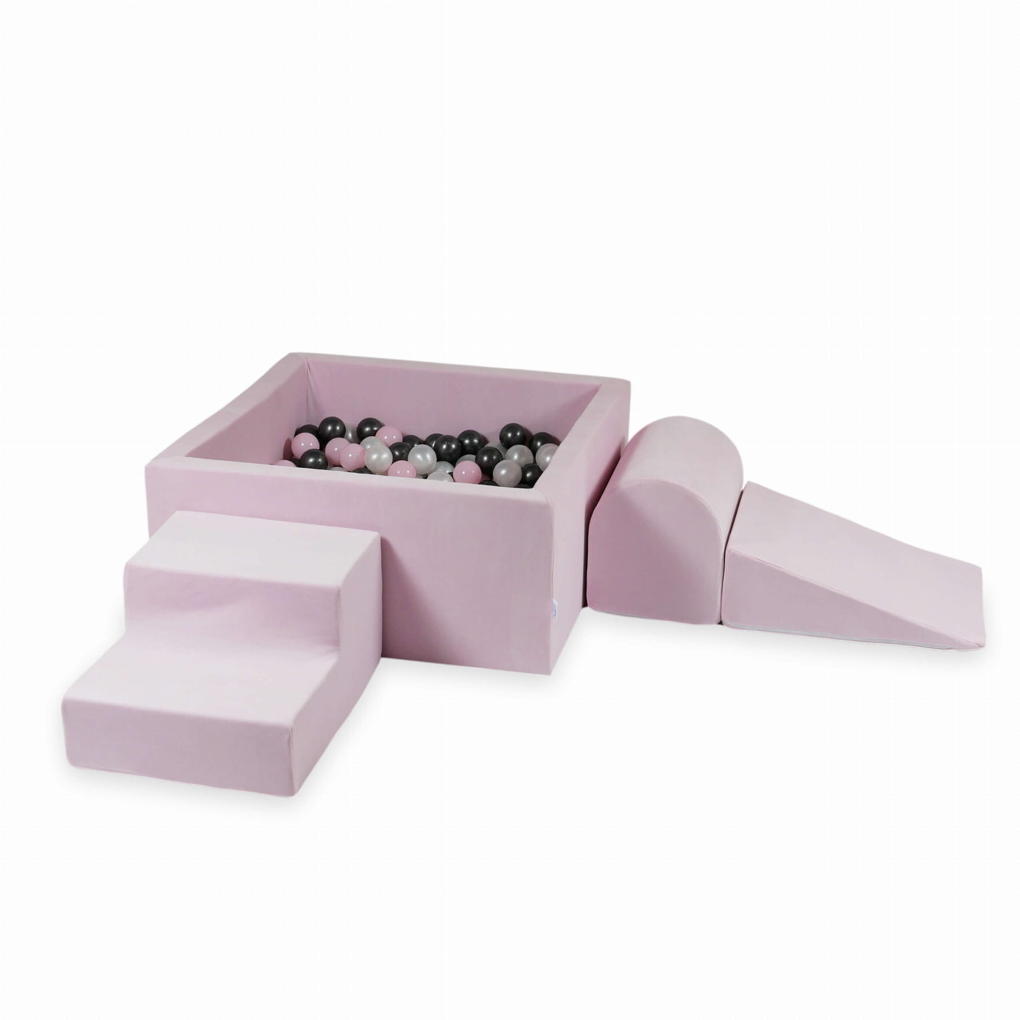 Foam speelset lichtroze - ballenbak & 400 zwart grijze ballen