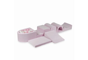 Foam speelset lichtroze 7-delig - ballenbak & 100 wit roze ballen