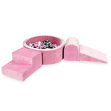 Foam speelset - roze - ballenbak rond & 200 grijs roze ballen