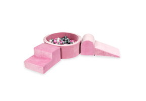 Foam speelset - roze - ballenbak rond & 200 grijs roze ballen