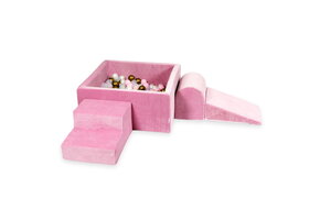 Foam speelset roze - ballenbak & 400 oud goud en roze ballen