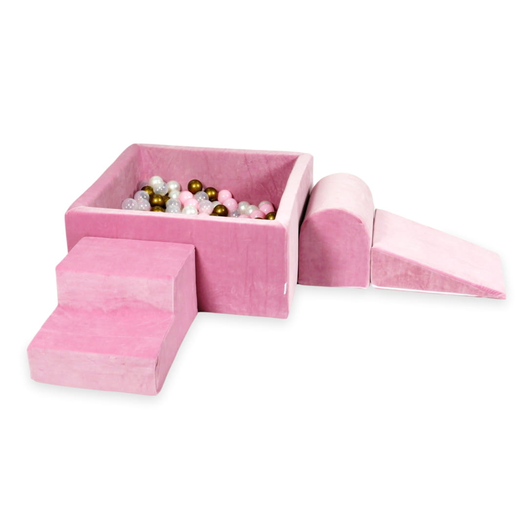 Foam speelset roze - ballenbak & 400 oud goud en roze ballen