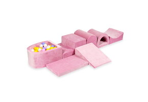 Foam speelset roze - ballenbak & 100 paars gele ballen - 7-delig