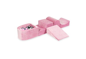 Foam speelset roze met heuvel, ballenbak & 100 grijs roze ballen