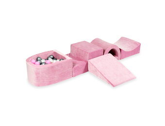 Foam speelset roze met brug, ballenbak & 100 grijs roze ballen