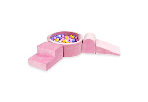 Foam speelset - roze - ballenbak rond & 200 paars roze ballen