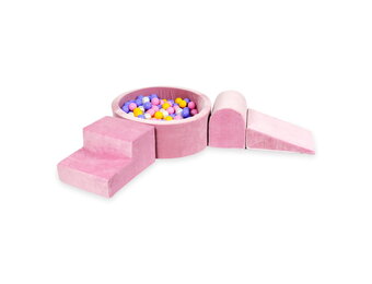 Foam speelset - roze - ballenbak rond & 200 paars roze ballen