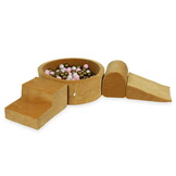 Foam speelset - caramel - ballenbak rond & 200 goud roze ballen