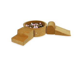 Foam speelset - caramel - ballenbak rond & 200 goud roze ballen