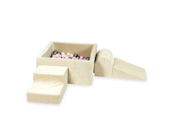 Foam speelset beige - ballenbak & 400 roze grijze ballen