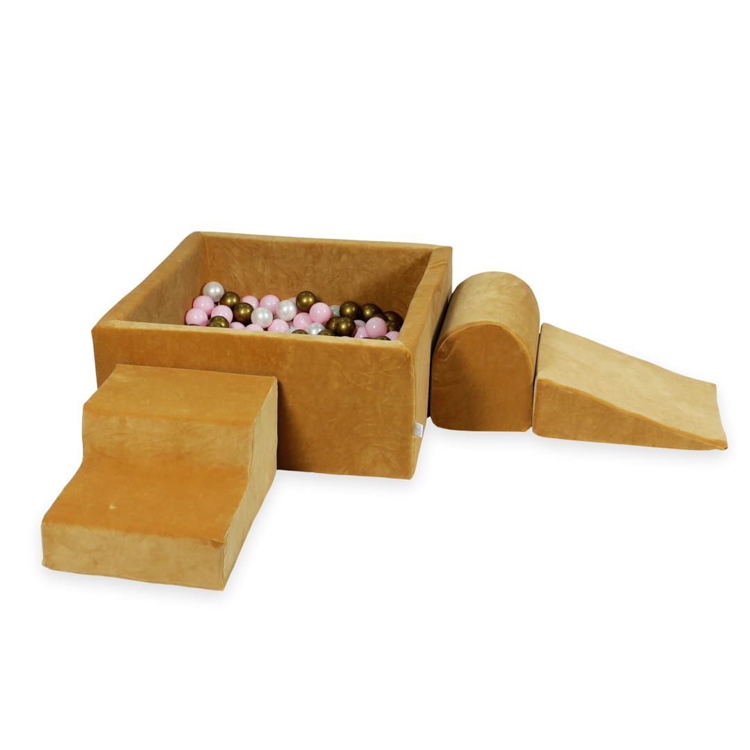 Foam speelset caramel - ballenbak & 400 goud roze ballen