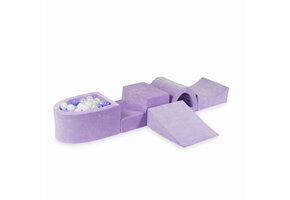 Foam speelset paars met heuvel, ballenbak & 100 grijs paarse ballen