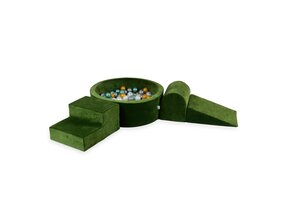 Foam speelset - groen - ballenbak rond & 200 goud groene ballen