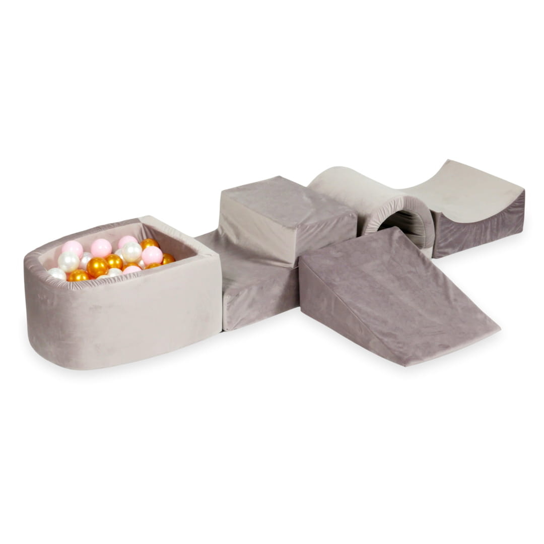 Foam speelset lila met heuvel, ballenbak & 100 goud roze ballen