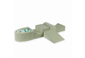 Foam speelset mint met heuvel, ballenbak & 100 grijs groene ballen