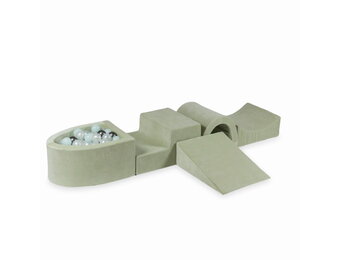 Foam speelset mint met brug, ballenbak & 100 groen grijze ballen