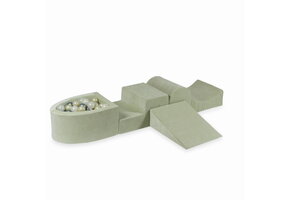 Foam speelset mint met heuvel, ballenbak & 100 grijstint ballen