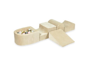 Foam speelset beige met heuvel, ballenbak & 100 goud roze ballen
