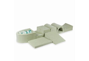 Foam speelset mint - ballenbak & 100 wit blauwe ballen - 7-delig