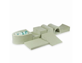 Foam speelset mint - ballenbak & 100 wit blauwe ballen - 7-delig