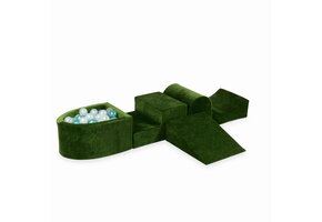 Foam speelset groen met heuvel, ballenbak & 100 blauw grijze ballen