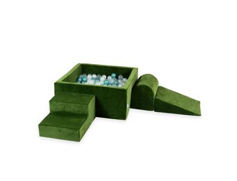 Foam speelset groen - ballenbak & 400 grijs blauwe ballen