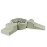 Foam speelset - mint - ballenbak rond & 200 grijs beige ballen