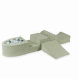 Foam speelset mint met heuvel, ballenbak & 100 grijstint ballen