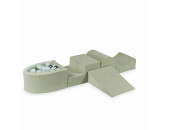 Foam speelset mint met heuvel, ballenbak & 100 grijstint ballen