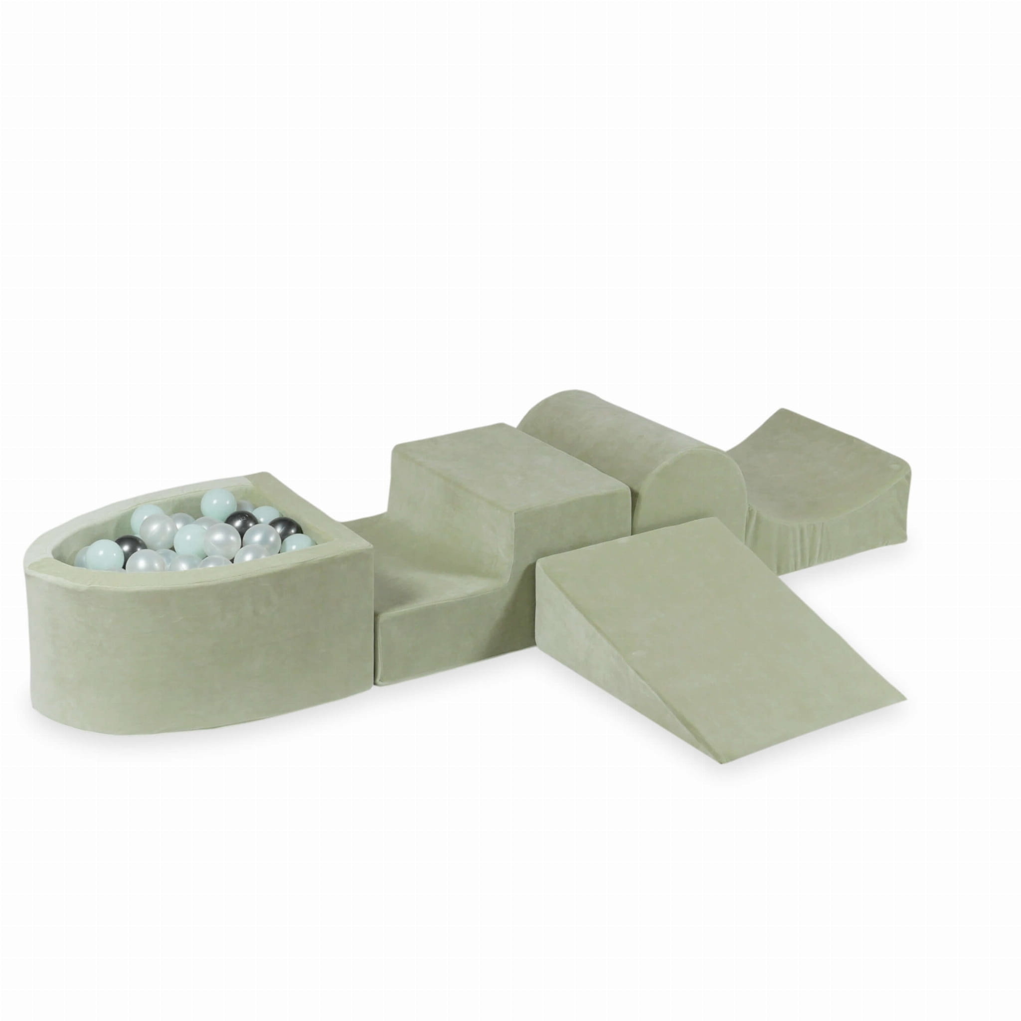 Foam speelset mint met heuvel, ballenbak & 100 grijstint ballen