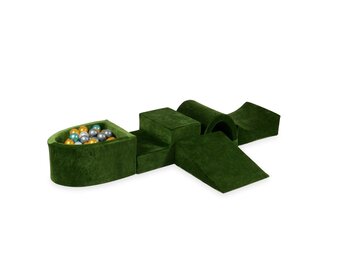 Foam speelset groen met brug, ballenbak & 100 grijs gele ballen