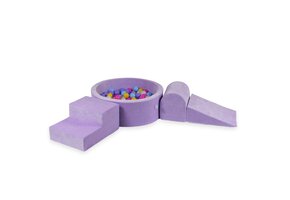 Foam speelset - paars - ballenbak rond & 200 blauw paarse ballen