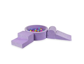 Foam speelset - paars - ballenbak rond & 200 blauw paarse ballen