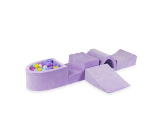Foam speelset paars met heuvel, ballenbak & 100 paars gele ballen