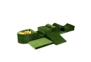 Foam speelset groen - ballenbak & 100 goud gele ballen - 7-delig