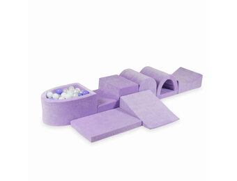 Foam speelset paars - ballenbak & 100 paars grijze ballen - 7-delig