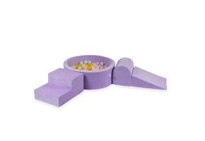 Foam speelset - paars - ballenbak rond & 200 geel roze ballen