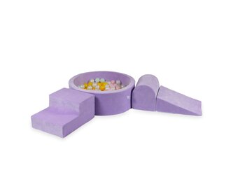 Foam speelset - paars - ballenbak rond & 200 geel roze ballen
