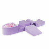Foam speelset paars met heuvel, ballenbak & 100 wit roze ballen