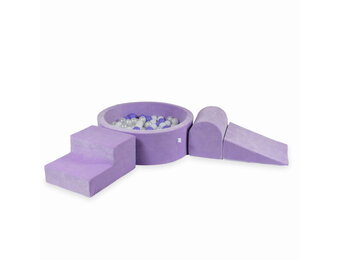 Foam speelset - paars - ballenbak rond & 200 paars grijze ballen