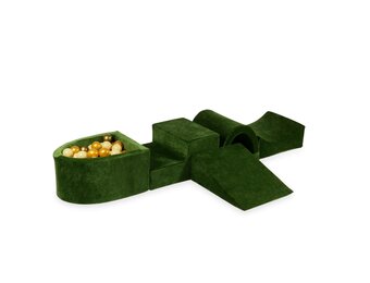 Foam speelset groen met brug, ballenbak & 100 goud gele ballen
