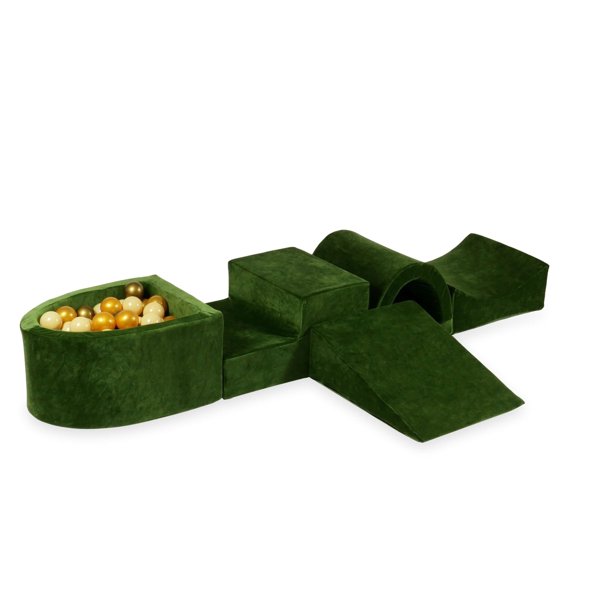 Foam speelset groen met brug, ballenbak & 100 goud gele ballen