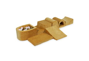 Foam speelset caramel - ballenbak & 100 goud roze ballen - 7-delig