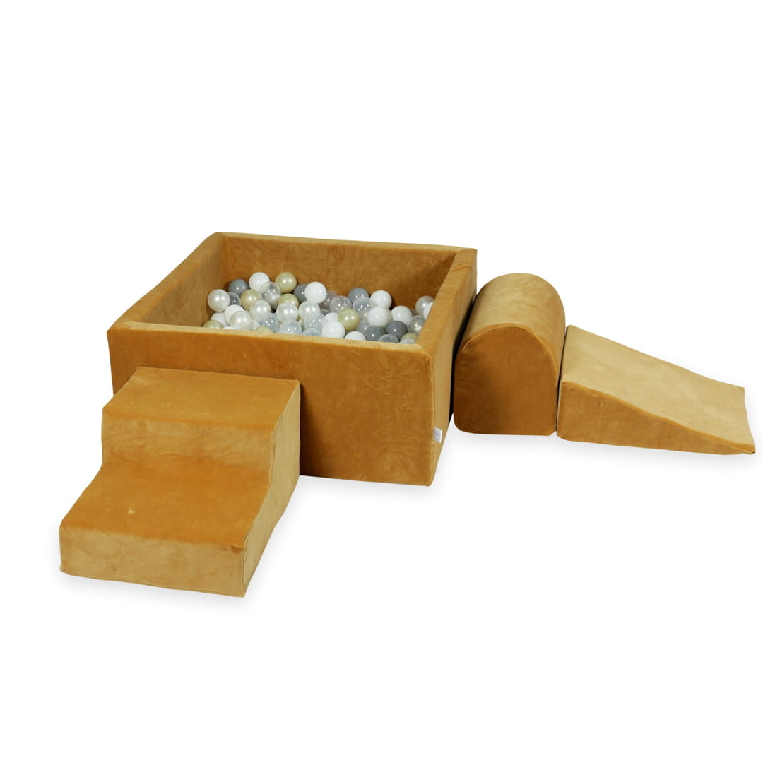 Foam speelset caramel - ballenbak & 400 grijstint ballen