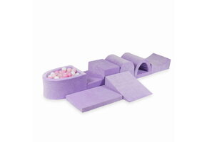 Foam speelset paars - ballenbak & 100 roze witte ballen - 7-delig